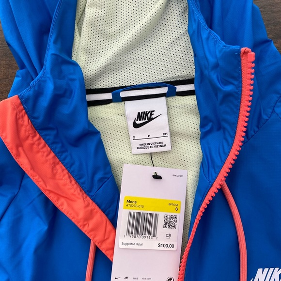 Nike Mens Size S Sportswear Woven Windbreaker Black Signal Blue AT5270-015 NWT - Picture 5 of 8